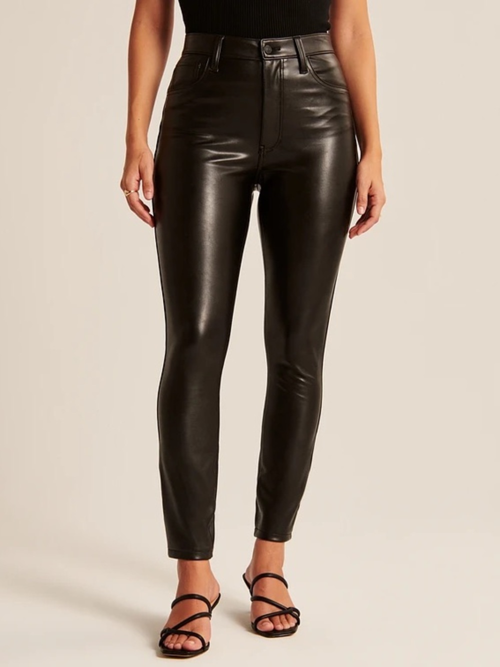 Abercrombie & Fitch High Rise Skinny Vegan Leather Pants Black 26 NWT